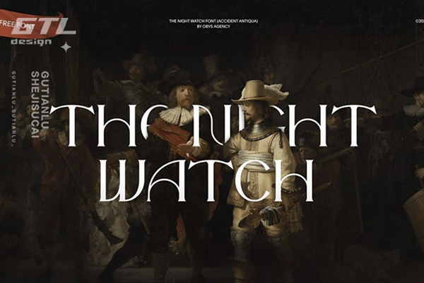 经典优雅杂志海报标题徽标Logo设计衬线英文字体素材 The Night Watch Font 第10235期