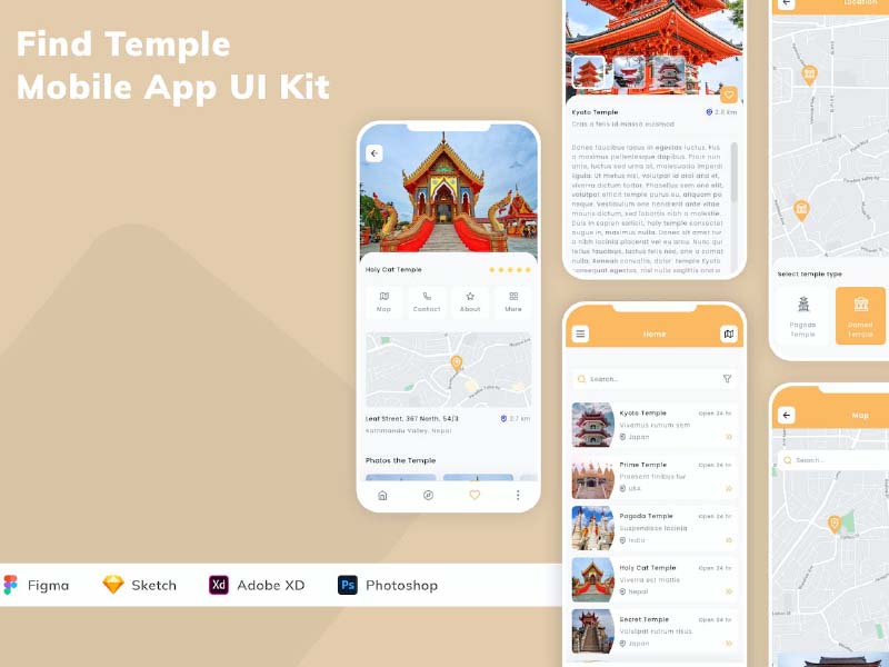 名胜查找移动应用APP UI KIT 102703期