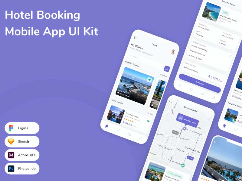 酒店预订移动应用APP UI KIT 102755期