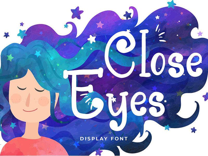 晚安睡眠闭眼睛Close Eyes英文字体 第122759期