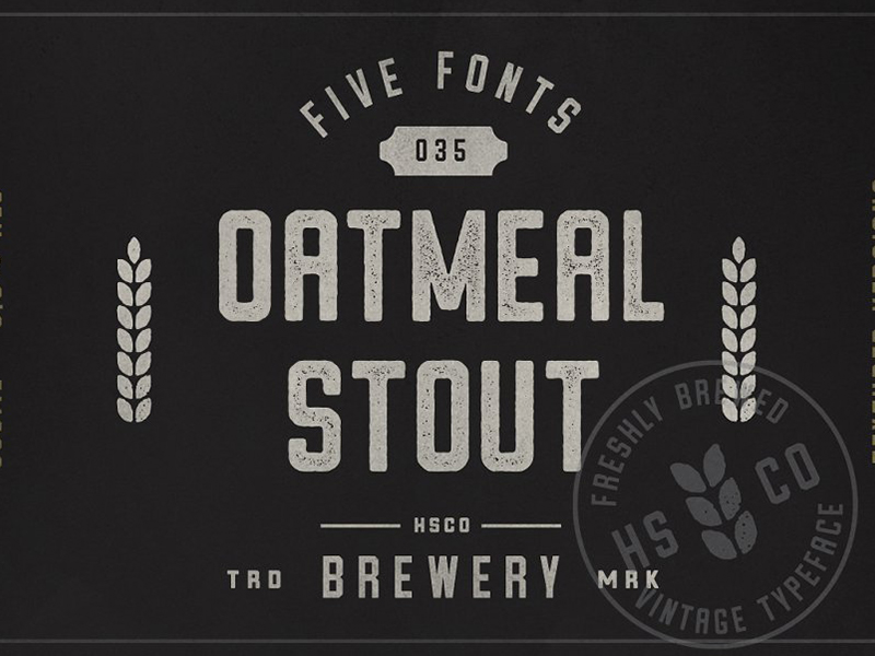 经典粗壮字体 Oatmeal Stout – 5 Styles 第122809期