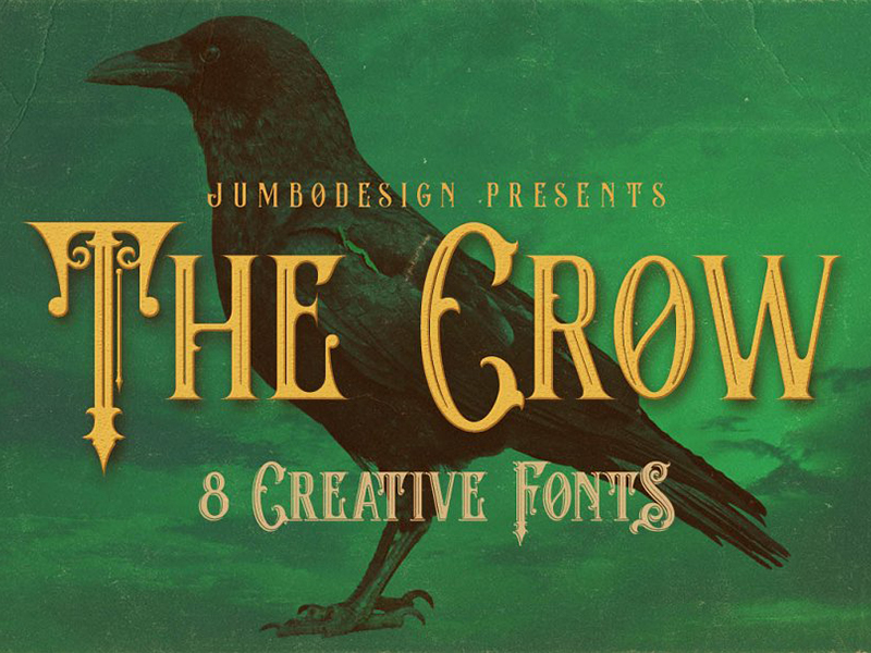 复古小说字体 The Crow – 8 Vintage Style Fonts 第122816期