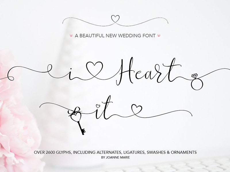 婚礼手写字体 iHeart it wedding font 第122818期