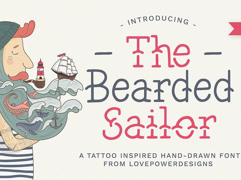 海洋水手纹身字体 The Bearded Sailor – Tattoo Font 第122826期