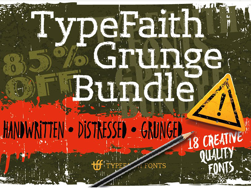 创意肌理字体设计 TFF Grunge Bundle 第122889期