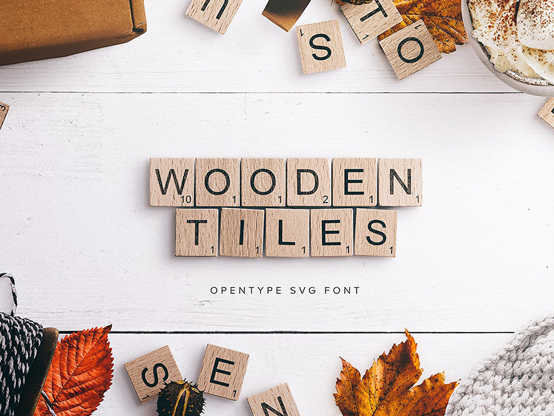 木纹字体 Wooden Tiles Font 第122905期