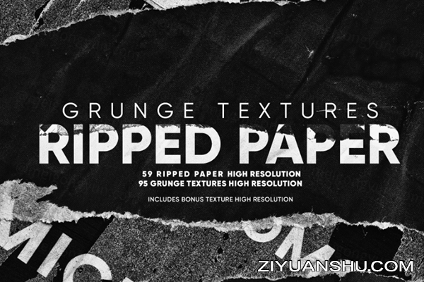 67款高分辨率撕纸撕裂磨损街头垃圾废旧纸张纹理 Grunge Textures Ripped Paper-第1392期