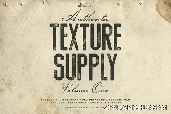 12款做旧磨损泛黄旧版画纸张纹理背景图片素材 Unember Texture Supply Volume 1 第1499期