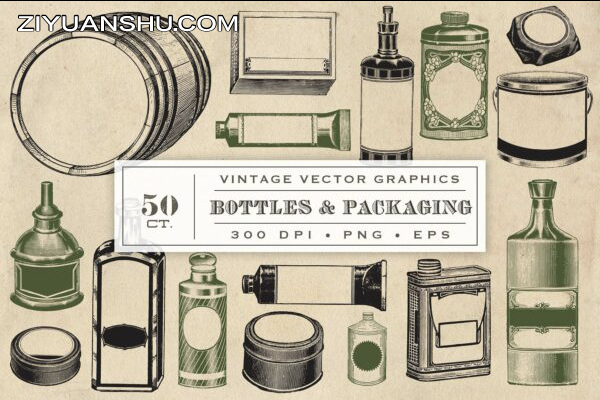 古董瓶图案Vintage Bottles -amp; Packaging Graphics -第1795期-4