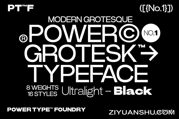 现代极简格罗特斯克风格无衬线英文Power Grotesk 第2004期