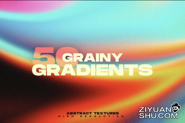 50款高清复古噪点颗粒弥散光流体渐变海报背景设计包50 Grainy gradients Textures Vol.1 -第2434期