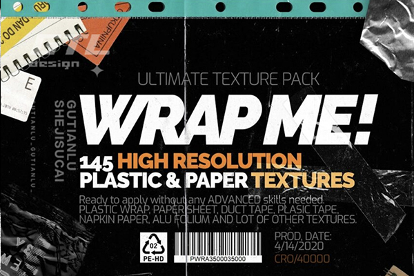 潮流塑料褶皱铝箔背景元素合集 Wrap Me! Ultimate Textures Pack  第866期