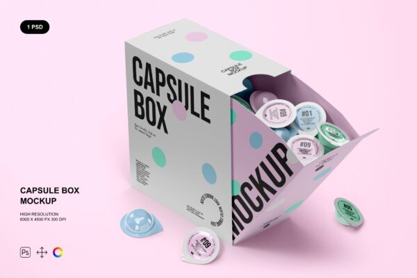 咖啡胶囊盒品牌推广展示ps包装样机素材设计mockup模板 Capsule Box Mockup 第212658期