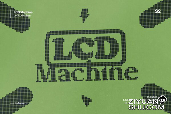 复古赛博朋克抽象LCD像素马赛克人物照片文本效果PS特效样机LCD Machine by Studio 2am-第2481期