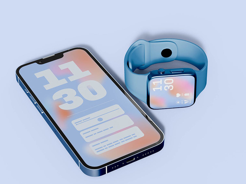 iPhone设备智能手表和手机样机  第212553期